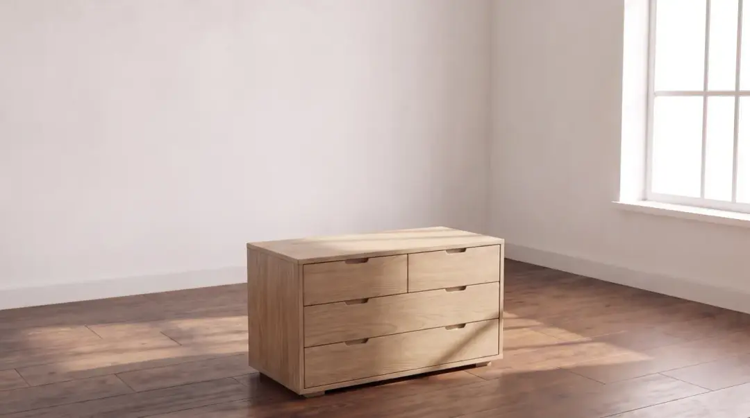 Cômoda Baixa 4 Gavetas 102 cm em MDP Amadeirado | Volume A — foto 2