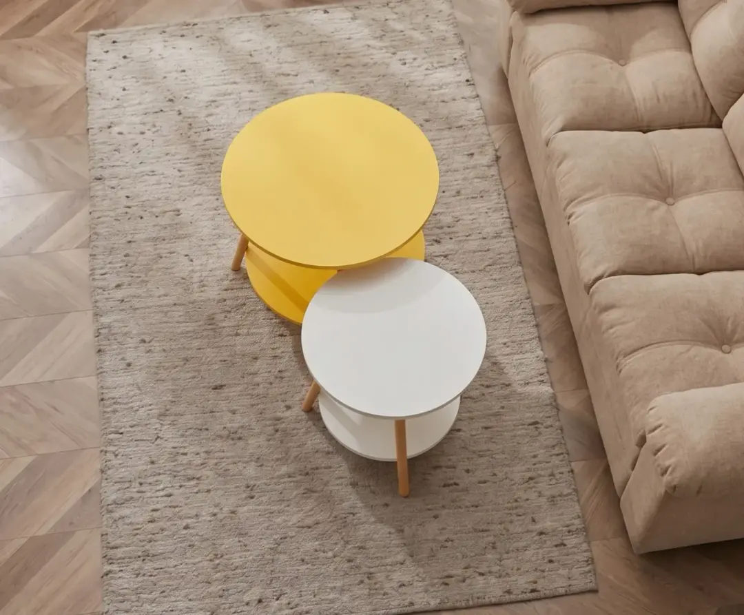 Conjunto de Mesas Laterais Redondas com Prateleira 2 Peças — foto 3