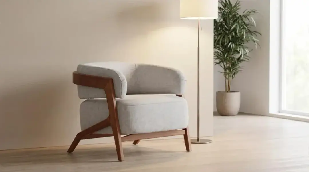 Poltrona Decorativa com Encosto Envolvente Estofado — foto 1
